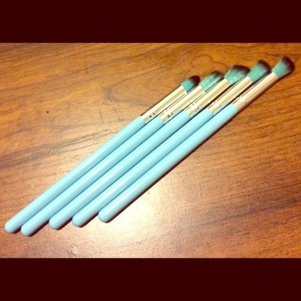 1 blue 5 piece stylish makeup brush set